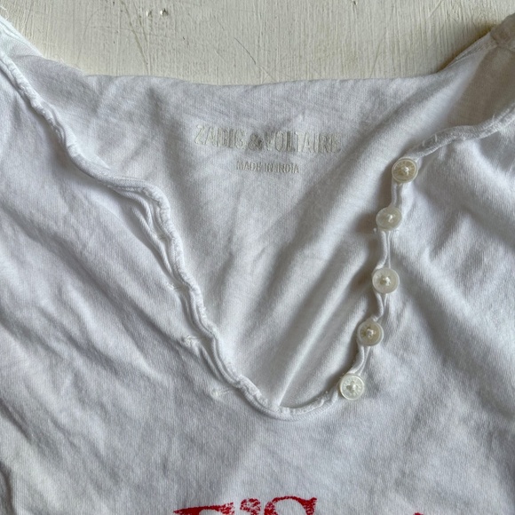 Zadig & Voltaire Tunisian ML Angels Henley Graphic Long Sleeve Shirt - Picture 4 of 9